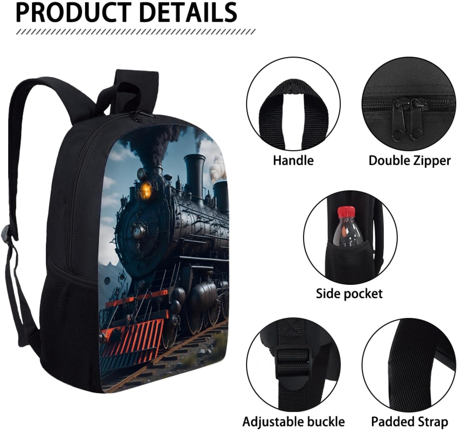 Train School Backpack Lightweight Laptop Backpacks Large Capacity 1 Main Compartment Outdoor Bookbag for Kids Boys Girls (Color5)
