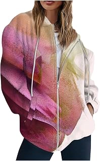 Splrit-MAN Hoodies For Women Uk Tie Dye Printed Oversized Sweatshirt Full Zip Up Hooded Jackets Drawstring Baggy Ladies Jackets Motorcycle Jacket Elegant Trendy Jackets Outdoor Jackets