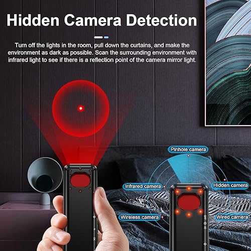 Miniatura 3 de RIVAUTURM Detector de cámara espía Detector de errores y cámara oculta para hoteles Buscador de cámara espía Detector anti espía Detector de RF