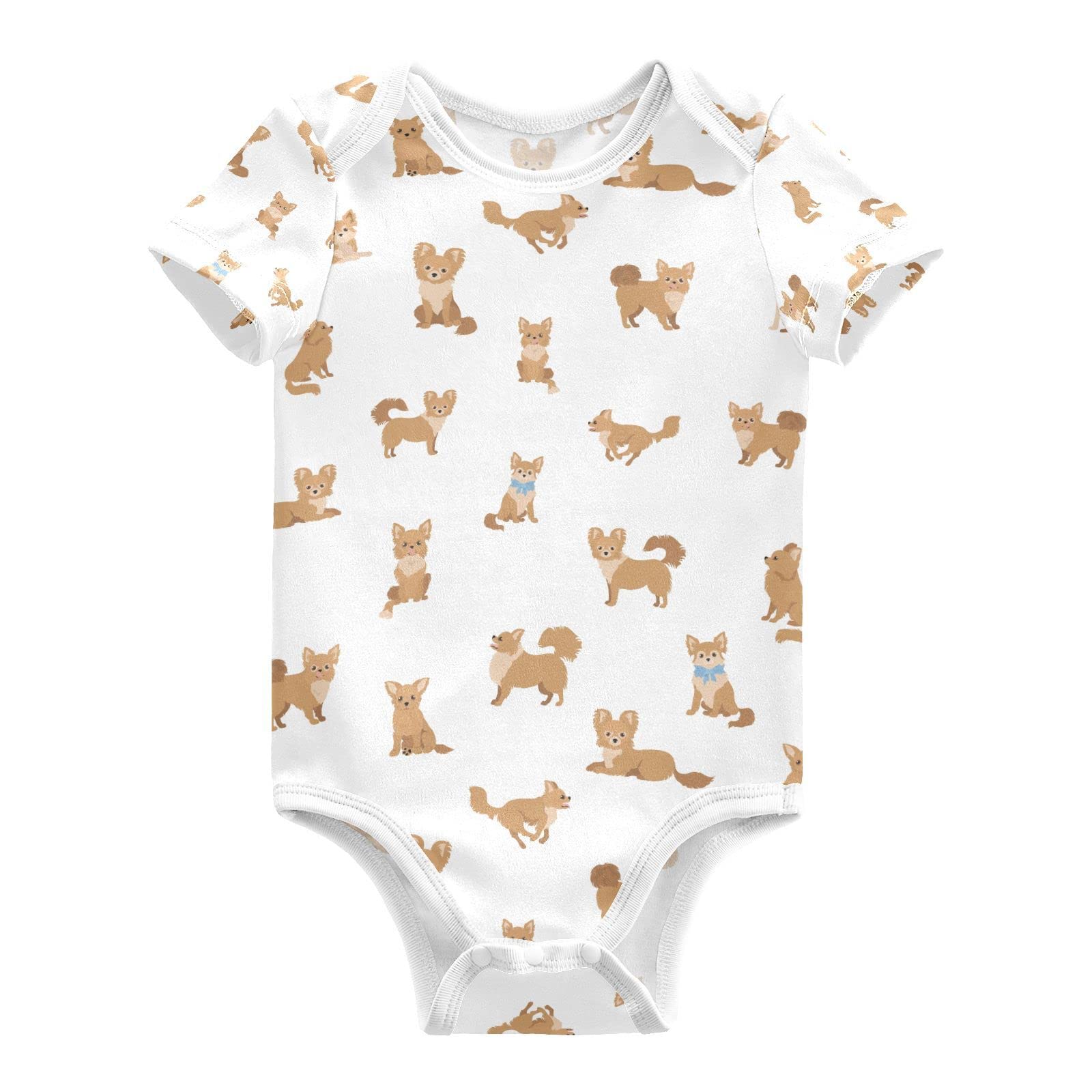 vvfelixl Baby Girls'Short-Sleeve Bodysuit,Chihuahua Dog Baby Onepiece Infant Onesie for Boy Newborn 0-3 Months