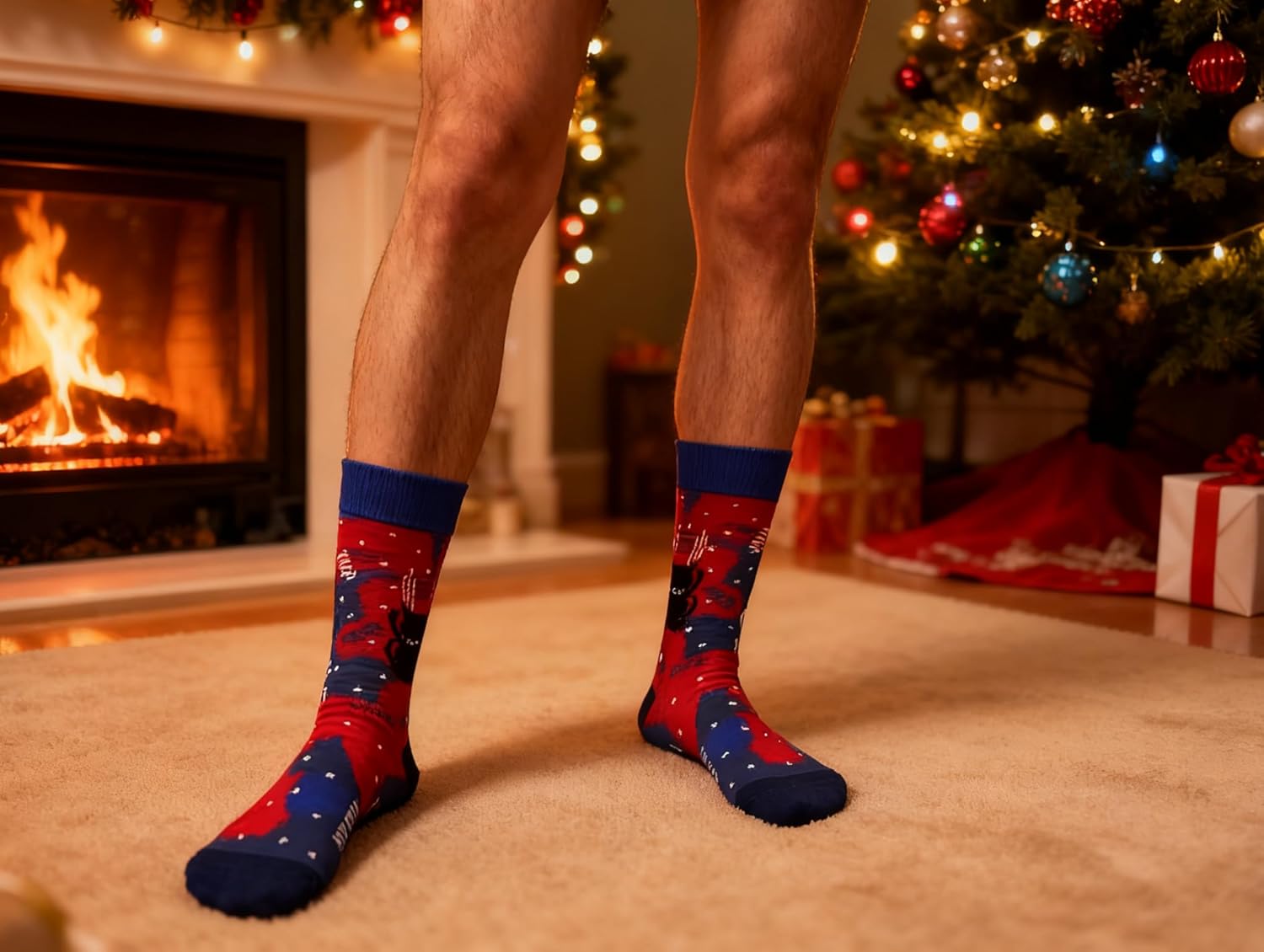 ANTI BASIC Novelty Black Cat Dad Socks Gift for Men(fits men shoe size 7-12)(USA cat) - Image 3