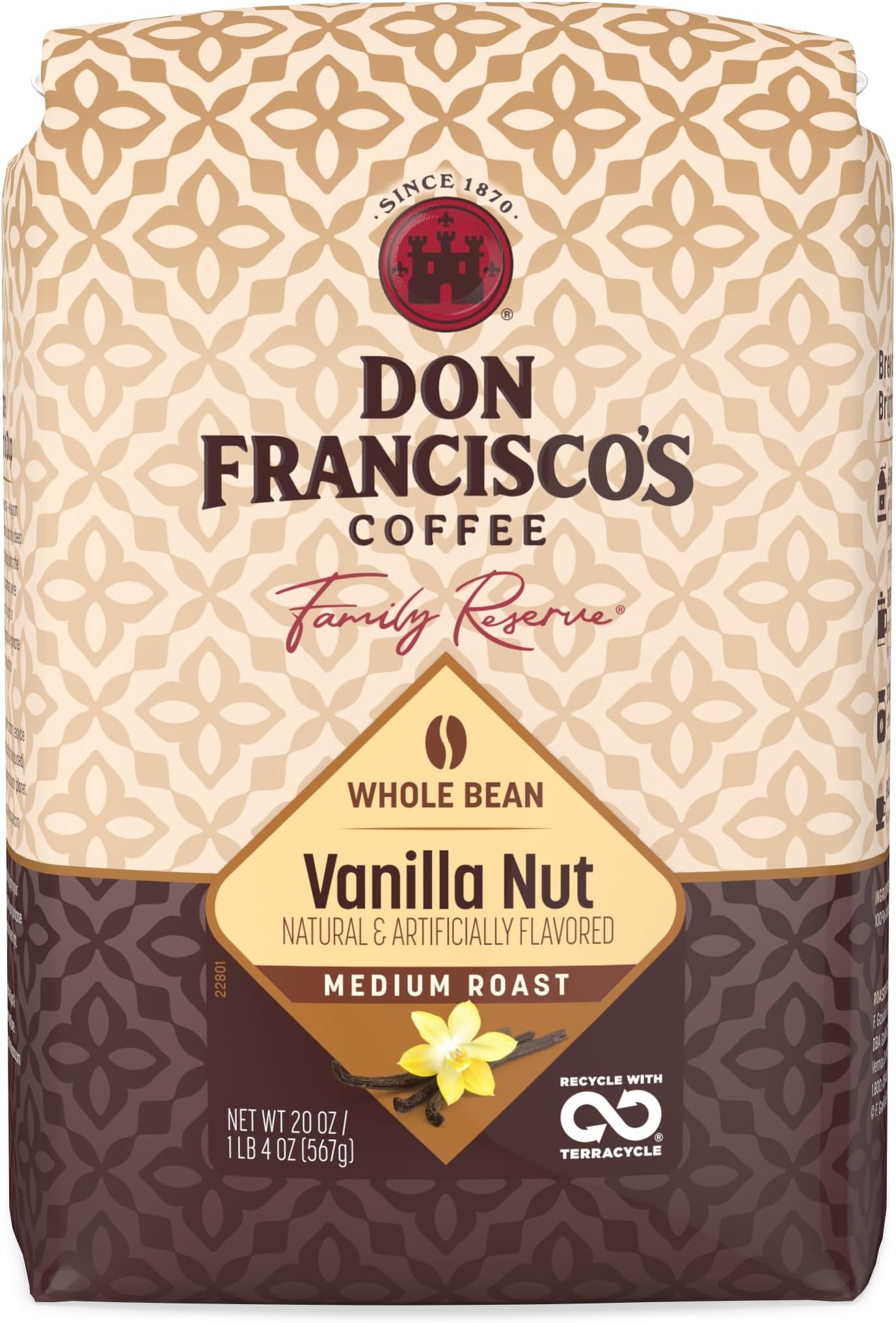 Vanilla Nut Whole Bean Coffee, Medium Roast – 100% Arabica, Flavored Coffee, 20 oz Bag