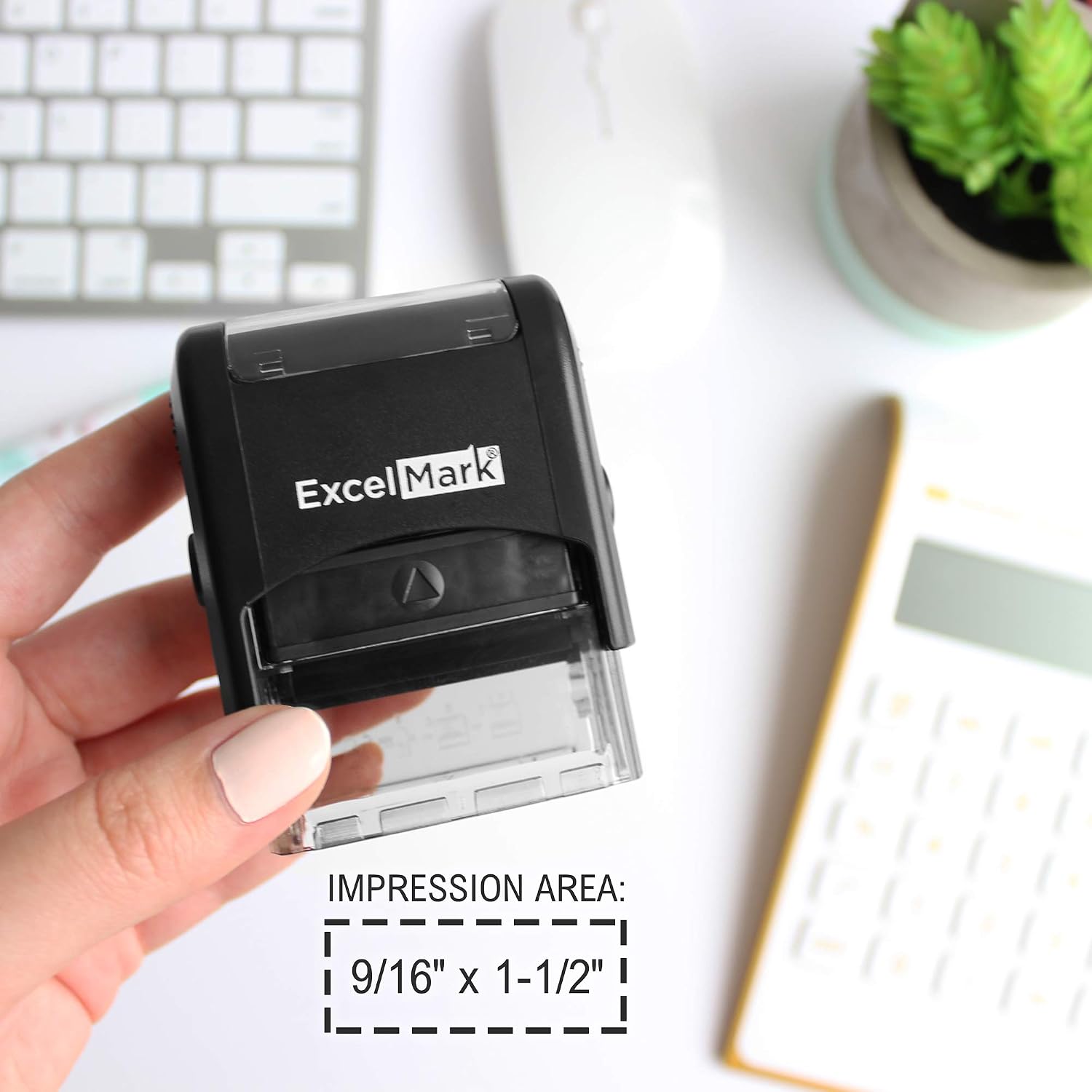 ExcelMark Custom Self Inking Rubber Stamp - Home or Office (A1539-3 Lines)