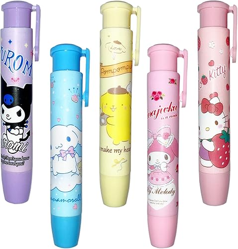 5 unidades de borradores lindos para niños, borradores Kawaii para la escuela, borradores retráctiles para el regreso a la escuela, suministros disponible en Yaxa Peru