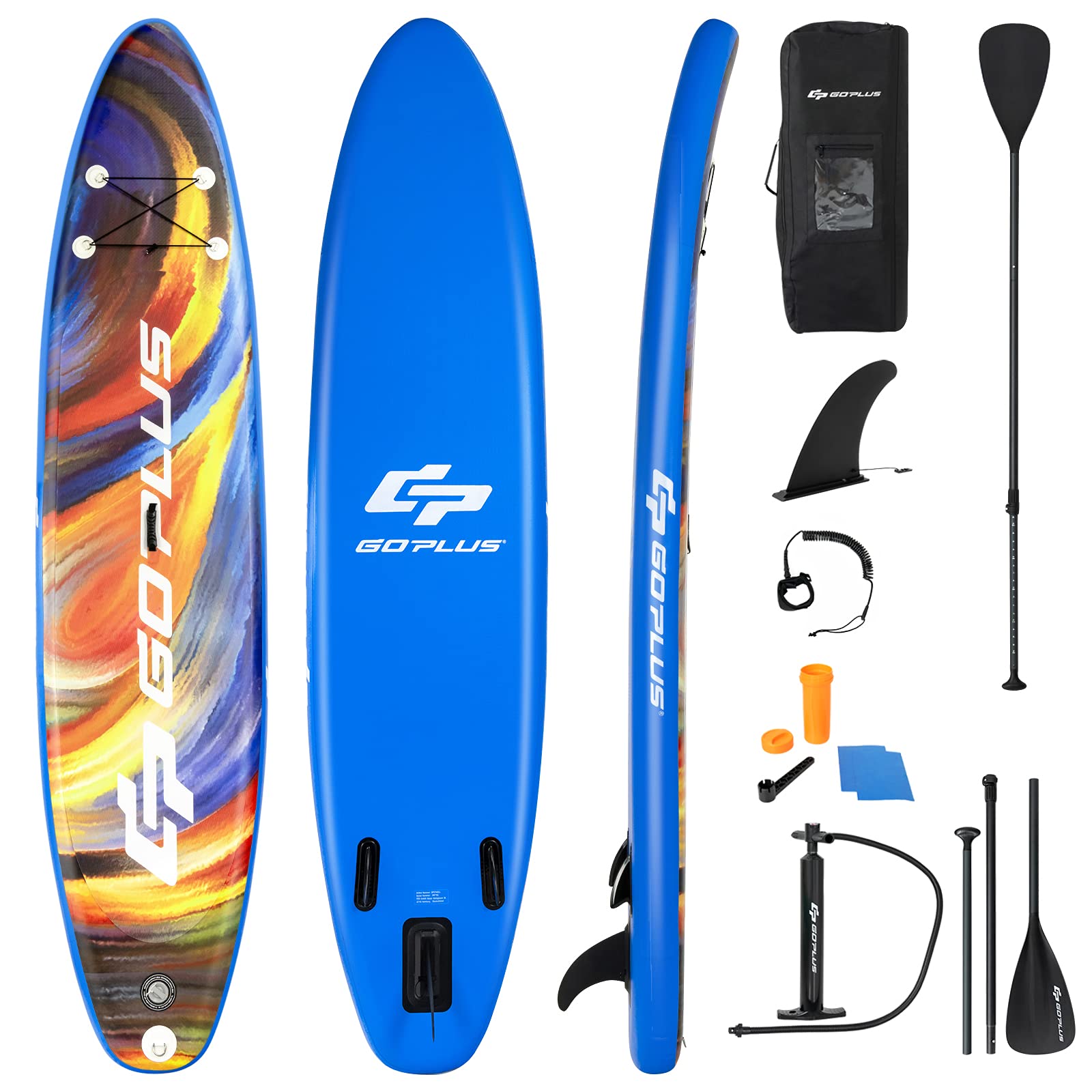 COSTWAY SUP Gonfiabile 335/320 cm, Stand Up Paddle Gonfiabile con Pinne, Leash, Pagaia, Pompa, Kit di Riparazione e Borsa, Carico Massimo 120 kg