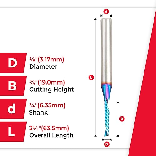 Miniatura 95 de Amana Tool Spektra 51446-K, 51446-K, 1/8 D x 3/4 CH x 1/4 SHK x 2-1/2 pulgadas de largo, acabado de espejo