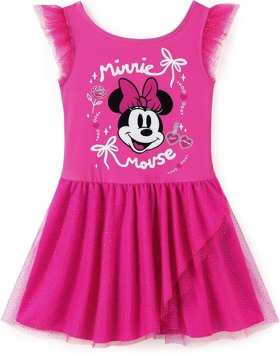 Disney Frozen Elsa Princess Stitch Minnie Girls Ballet Leotards Ruffle Sleeve Shiny Leotard Dance Dress Ballerina Outfit 2-9Y