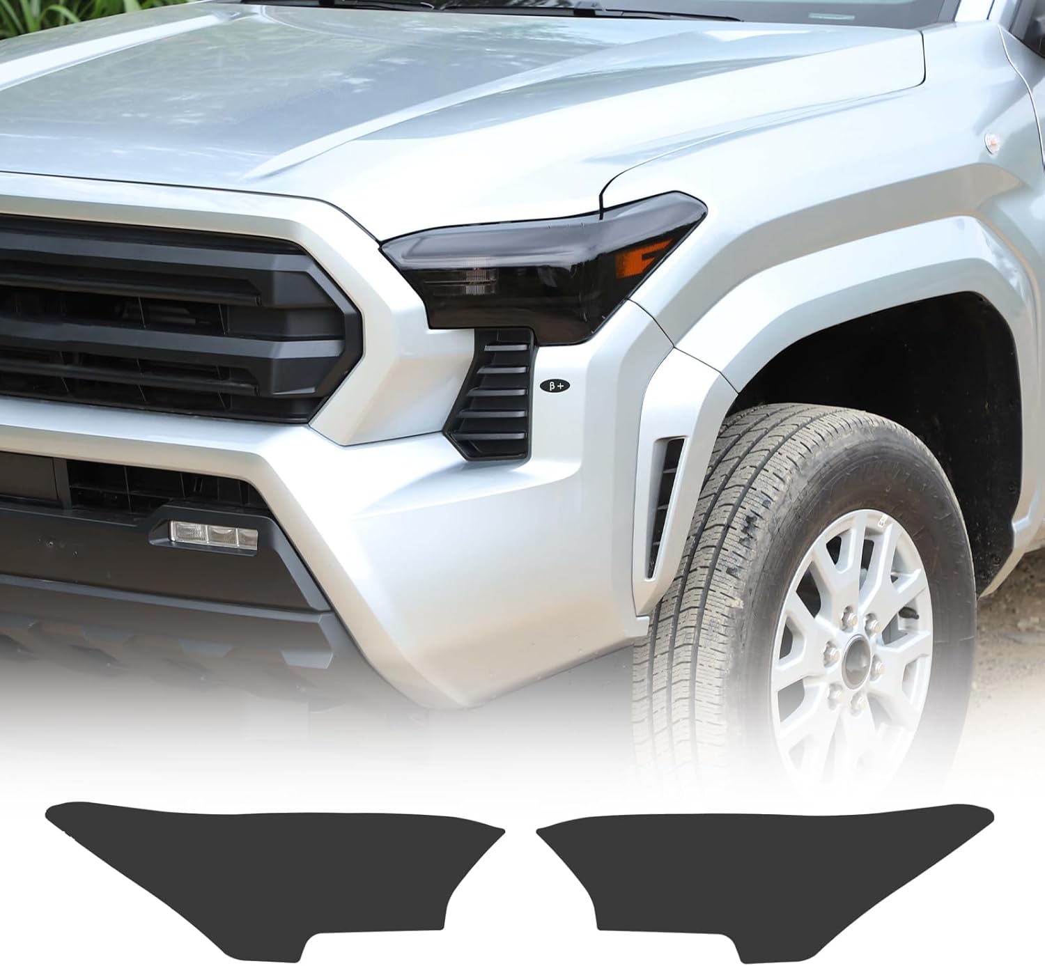 Headlight Taillight Vinyl Overlay Tinted Cover Trim Compatible with Toyota Tacoma 2024 2025 2026, Front Light Dark Smoke Wrap Cover Vinyl Decals Exterior Accessories (Front)