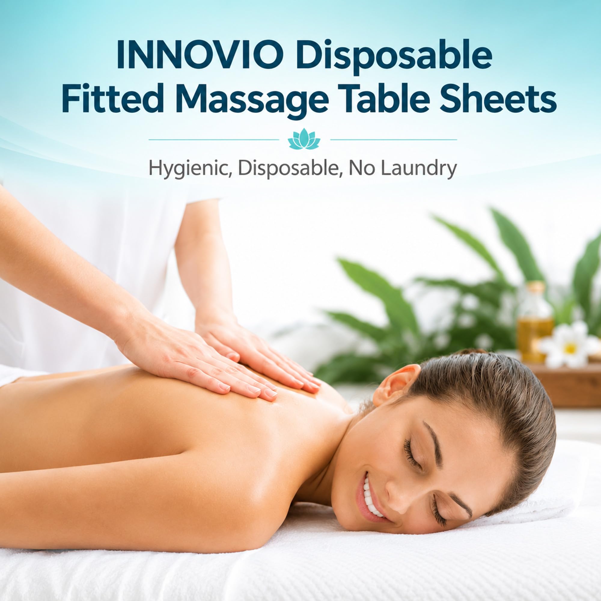 INNOVIO Disposable Fitted Massage Table Sheets, Non-Woven, White