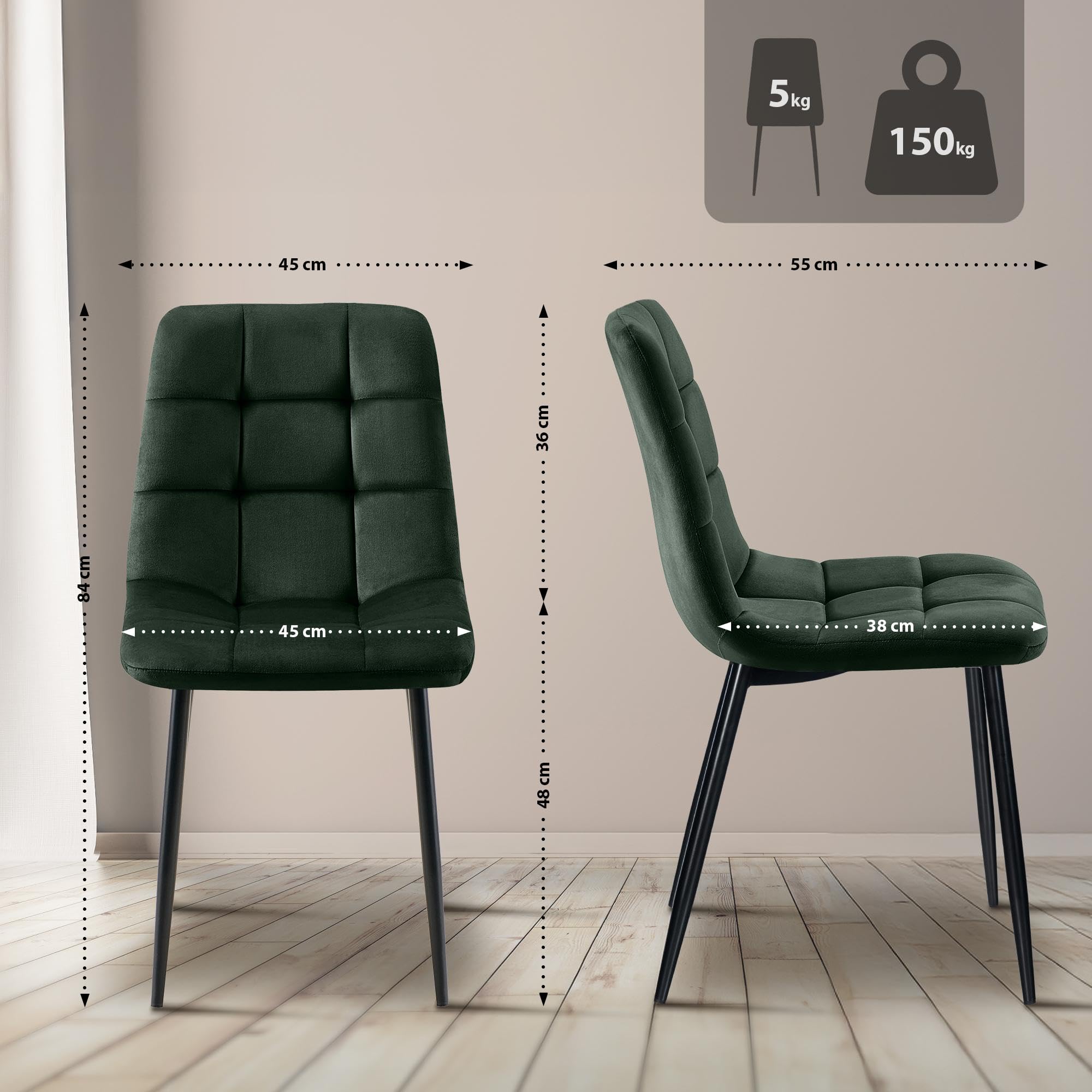 WOLTU Set Di 4 Sedie Da Pranzo, Seduta Imbottita In Ecopelle, Sedia Da Cucina Gambe In Metallo Grigio 42251141
