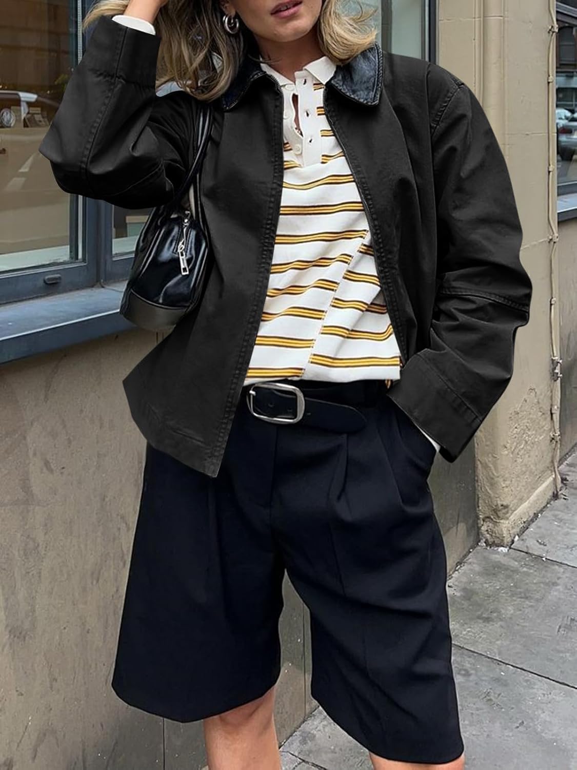 Cicy Bell Womens Barn Jackets Casual Zip Up Cotton Canvas Oversized Lightweight Coats Winter Spring Outfits - Image 3