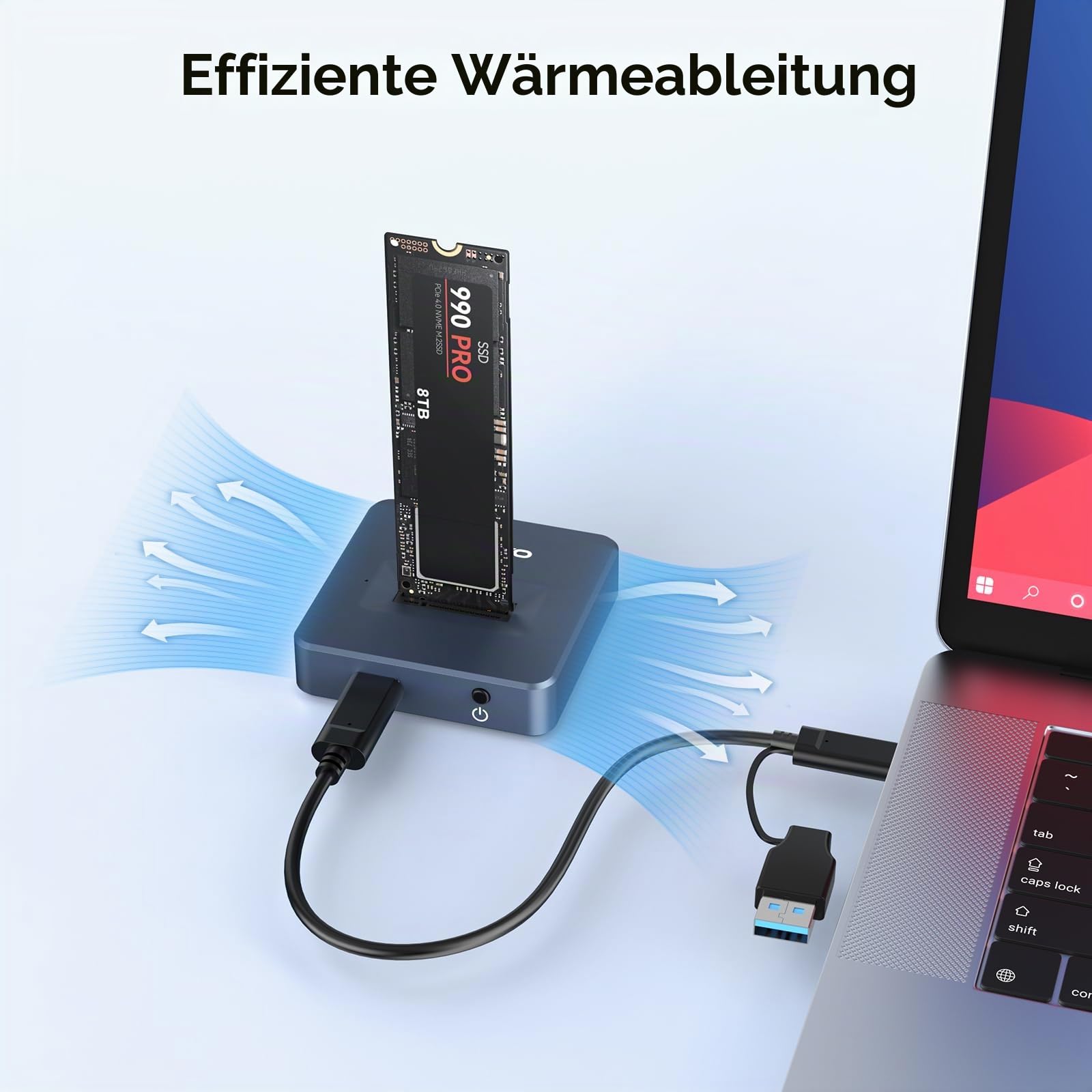 M.2 NVMe Docking Station, ANYOYO 10Gbps NVMe Dockingstation für M/B&M Key SSD, Werkzeuglos USB 3.2 Gen 2 NVMe Gehäuse USB C M.2 SSD Gehäuse für 2230 2242 2260 2280