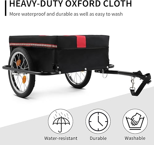 Miniatura 6 de Ktaxon Remolque de bicicleta plegable para bicicleta con cubierta desmontable, rueda de liberación rápida, marco de acero antioxidante y enganche
