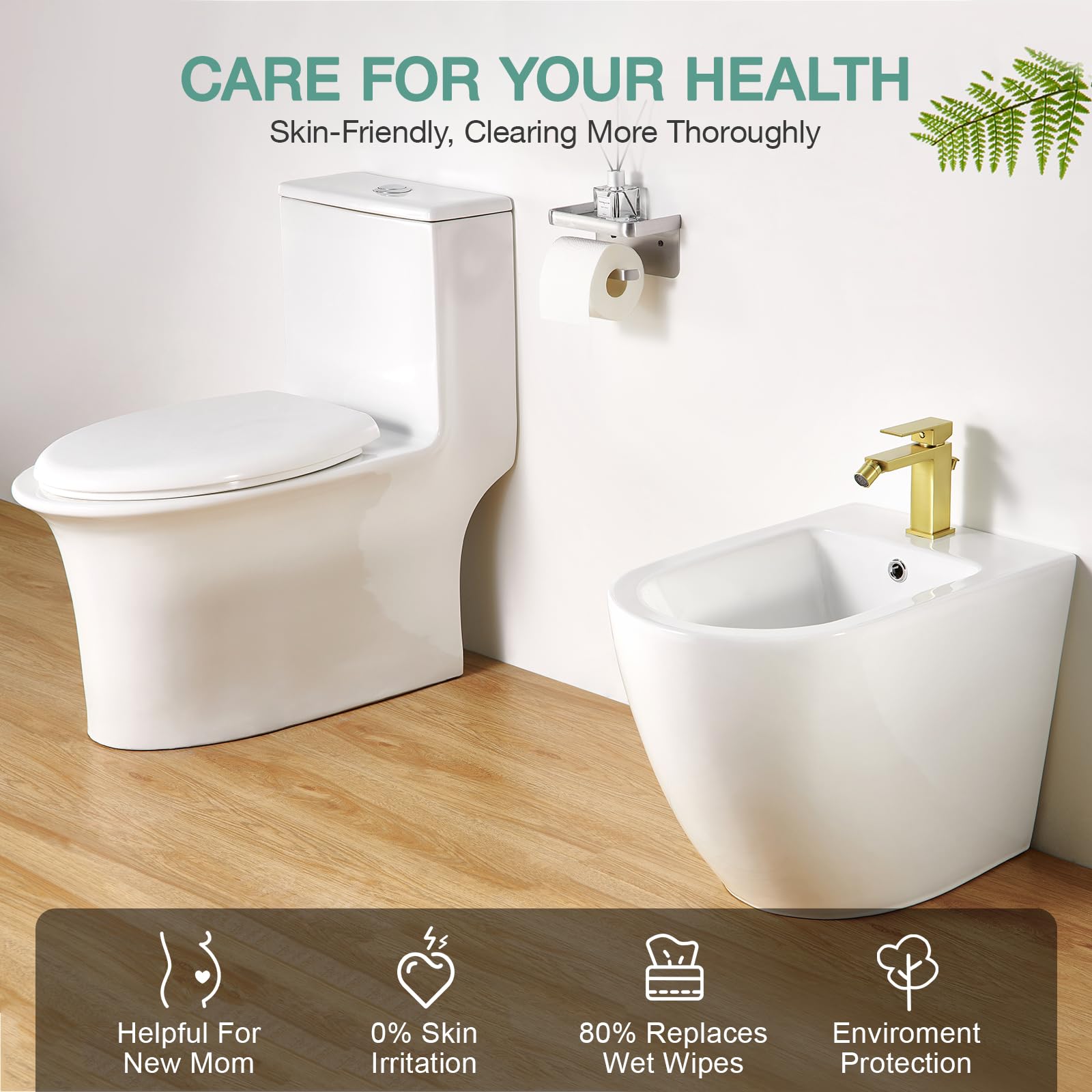 Faustina Mitigeur monocommandé pour Bidet toilettes avec Tirette, Robinet de Bidet pour Salle de Bain, Mitigeur Monocommande Robinet Carré, en Acier Inoxydable Or