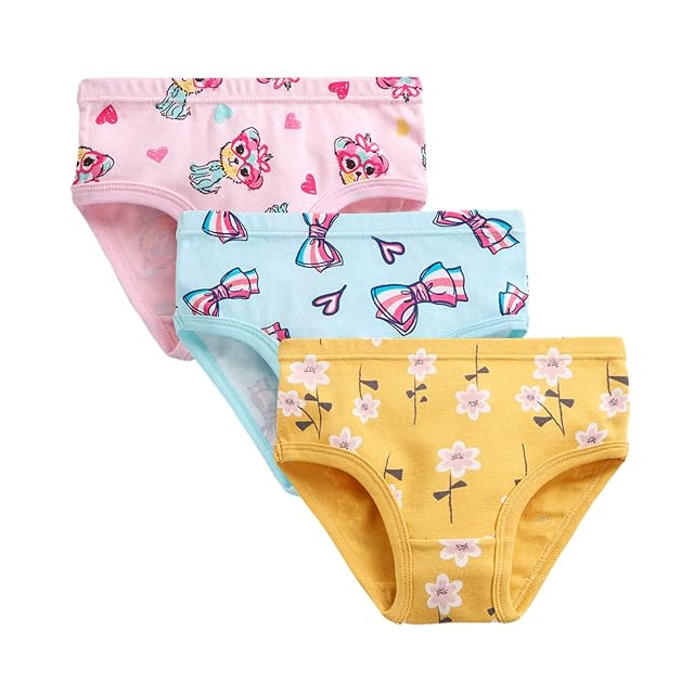 Kids Children Girls Underwear Cute Print Briefs Shorts Pants Cotton Underwear Trunks 3PCS 3 8