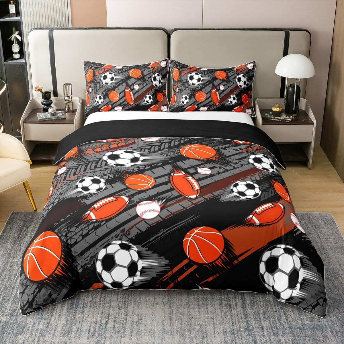 100% Nature Cotton Golf Club Duvet Cover Queen Size,Boys Teens Ball Game Lover Super Soft Bedding Set for Kids Bedroom Decor,Retro Simple Style Comforter Cover Bedding 3 Piece (No Comforter)