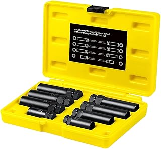 Piodelo 8PCS Wheel Lock Removal Kit, SAE Metric Locking Lug Nut Master Key Set for ftermarket and Factory Wheels Tire Keys, Easily Removing Spline Lug Nuts Socket - Black