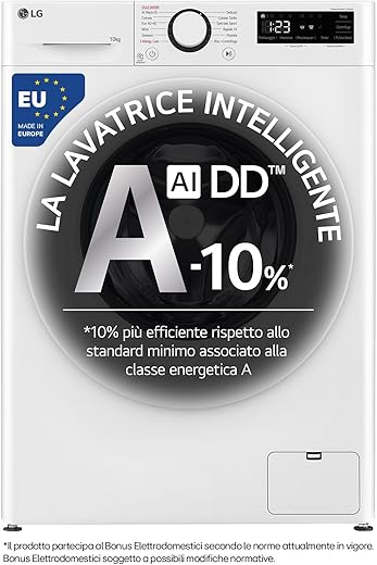 LG F4WV310SAE Lavatrice a Carica Frontale 10.5 Kg, Classe Energetica A, Wi-Fi,...