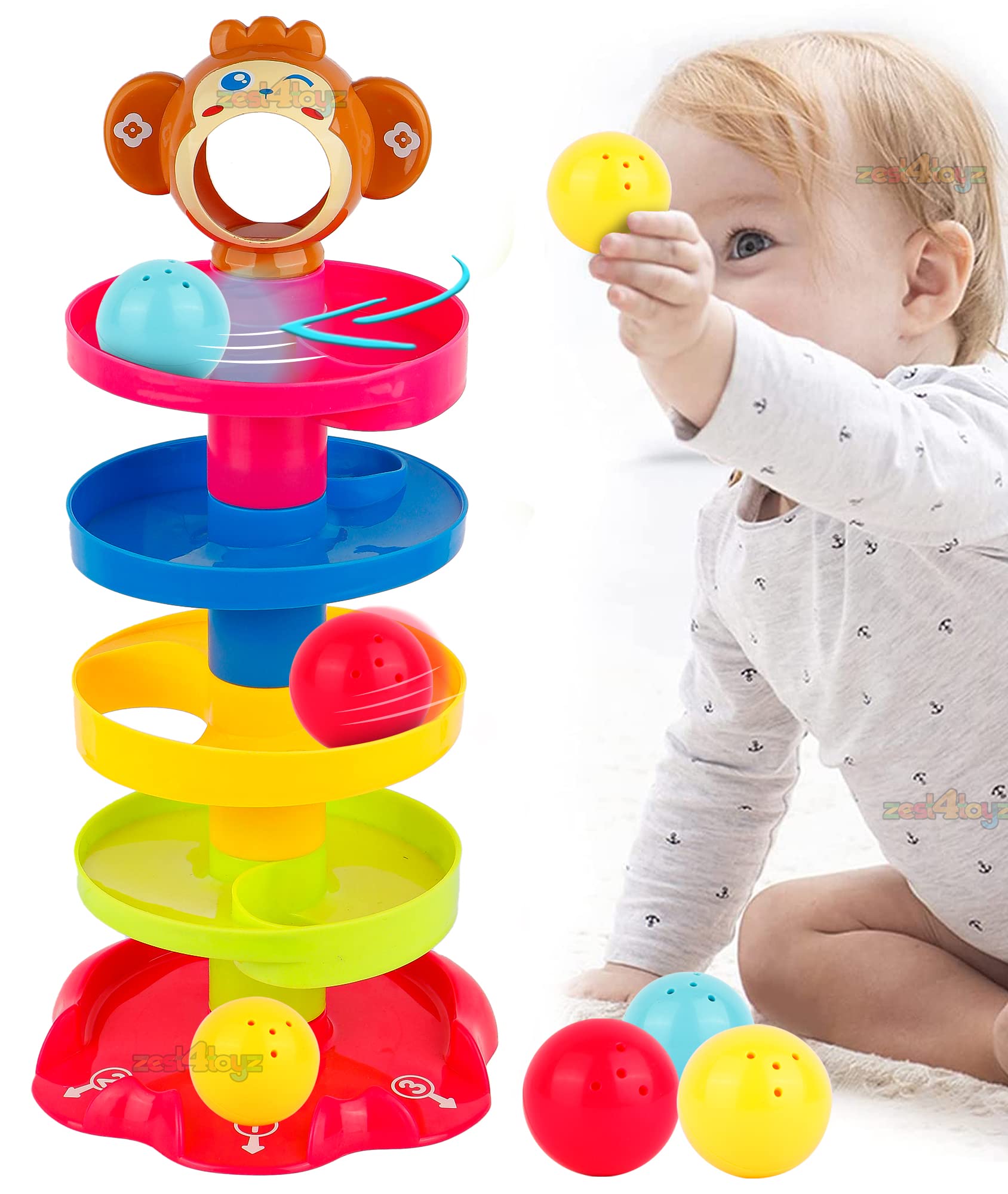 zest 4 toyz 5 layer ball drop and roll swirling tower set, baby rolling ball bell toys pile tower puzzle toy - Multi color (B07YBD14CN) Amazon Price History, Amazon Price Tracker