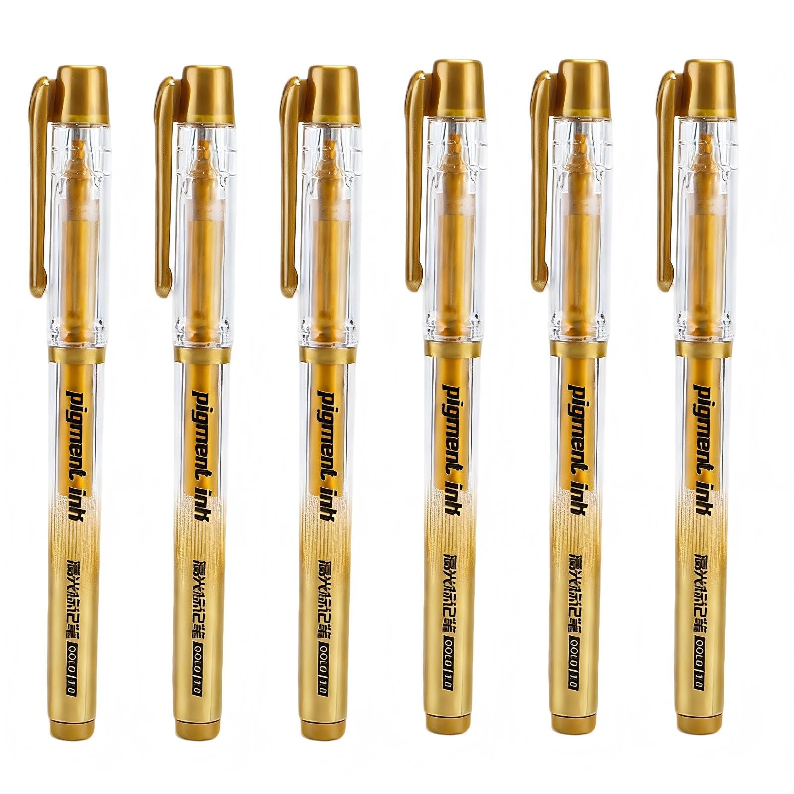 HAPPOW 6 Pack Gold Pen Gel Pens for Writing Gold Paint Pen Gel Pens for Colouring 1.0mm for Artists Drawing Sketching Writing Illustration Coloring Paper