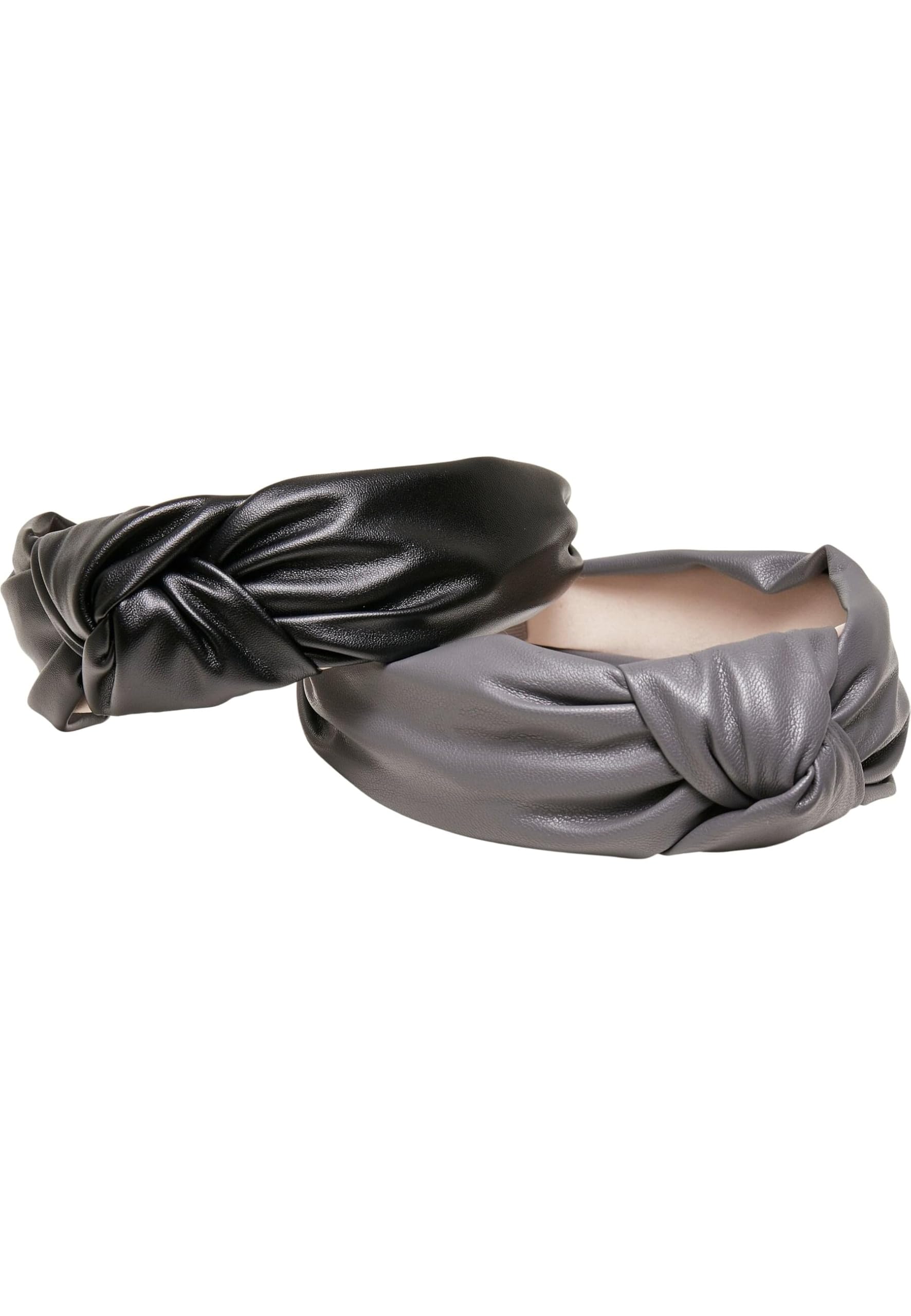Urban Classics Alice Band Imitation Leather Knot 2-Pack Headband, Black/Grey, One Size, 1 count (Pack of 2)