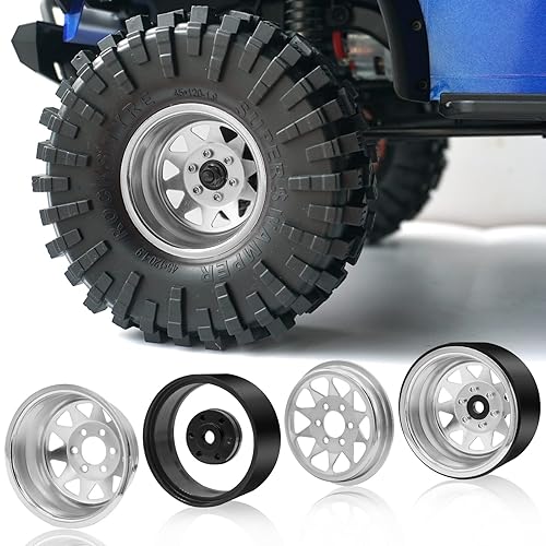 Miniatura 3 de OGRC - 4 ruedas Beadlock de aluminio de 1.9 pulgadas, llantas de desplazamiento negativo para TRX4 TRX6 SCX10 I II III 90046 AXI03007 Redcat GEN7