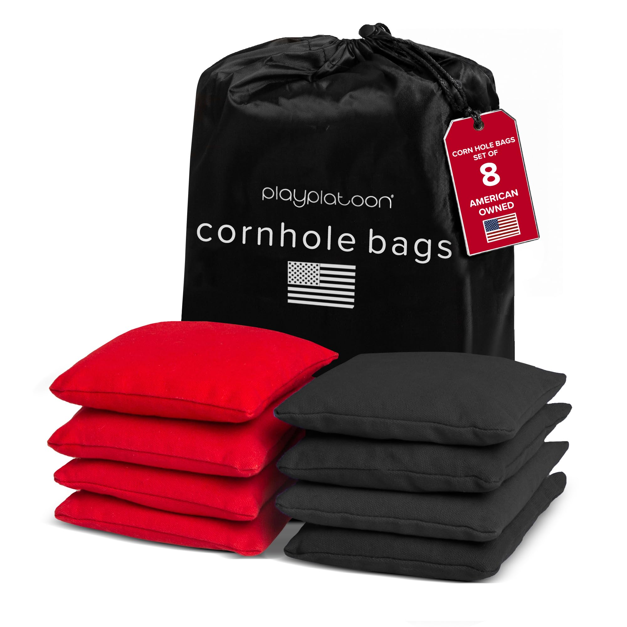 Play Platoon Cornhole Bags Set of 8 Regulation Size &amp; Weight Duck Cloth