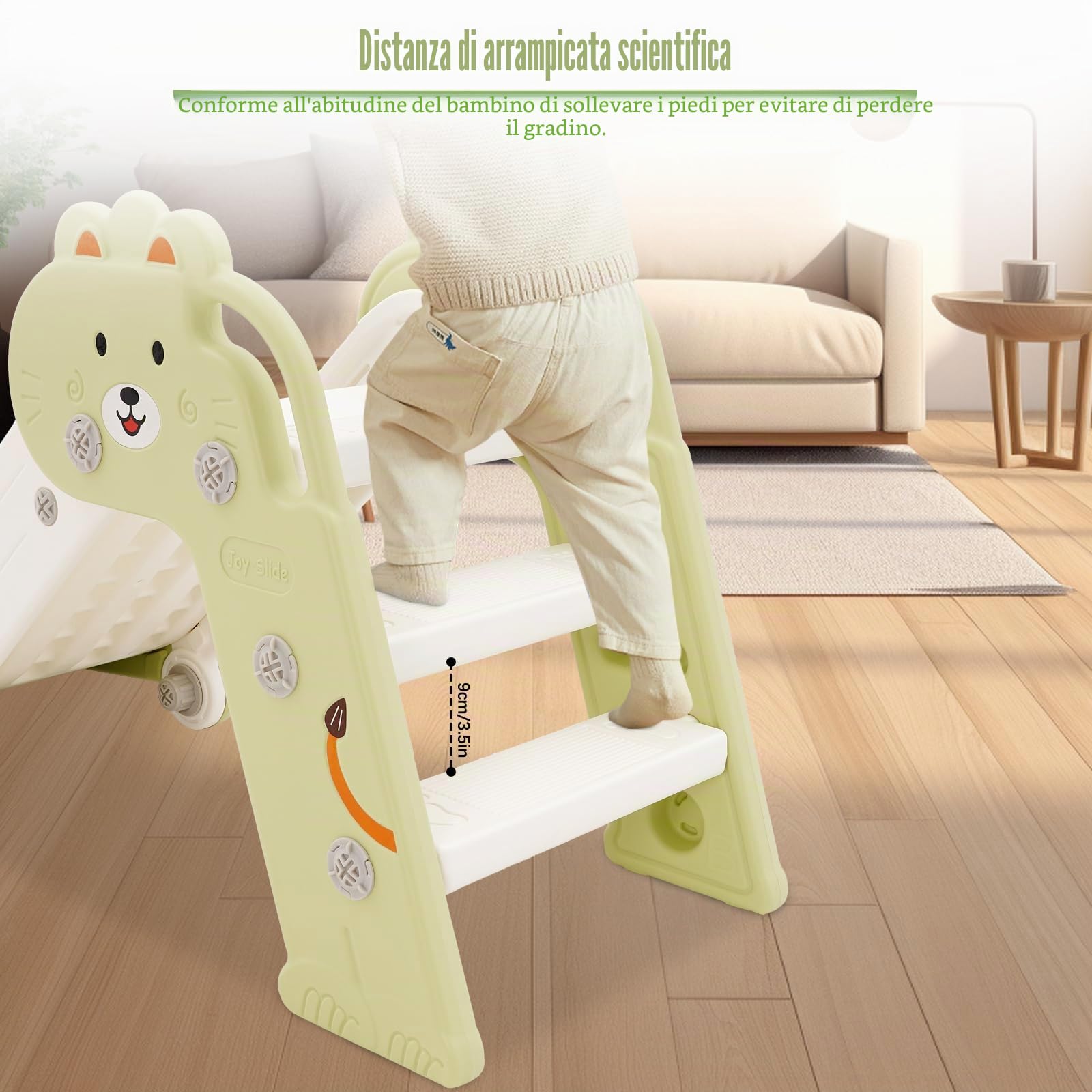 HOMCENT Scivolo per bambini, pieghevole, interni, scivolo da giardino, scivolo per bambini, angoli arrotondati, consente di risparmiare spazio, verde