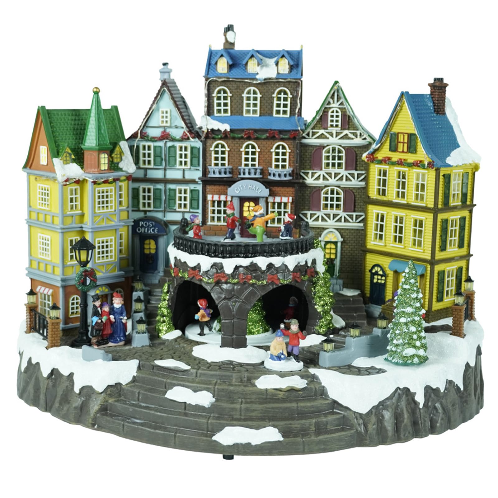 Décoration de maison de village de Noël avec lumières LED et musique, crée une atmosphère festive pour la décoration de la maison et les cadeaux