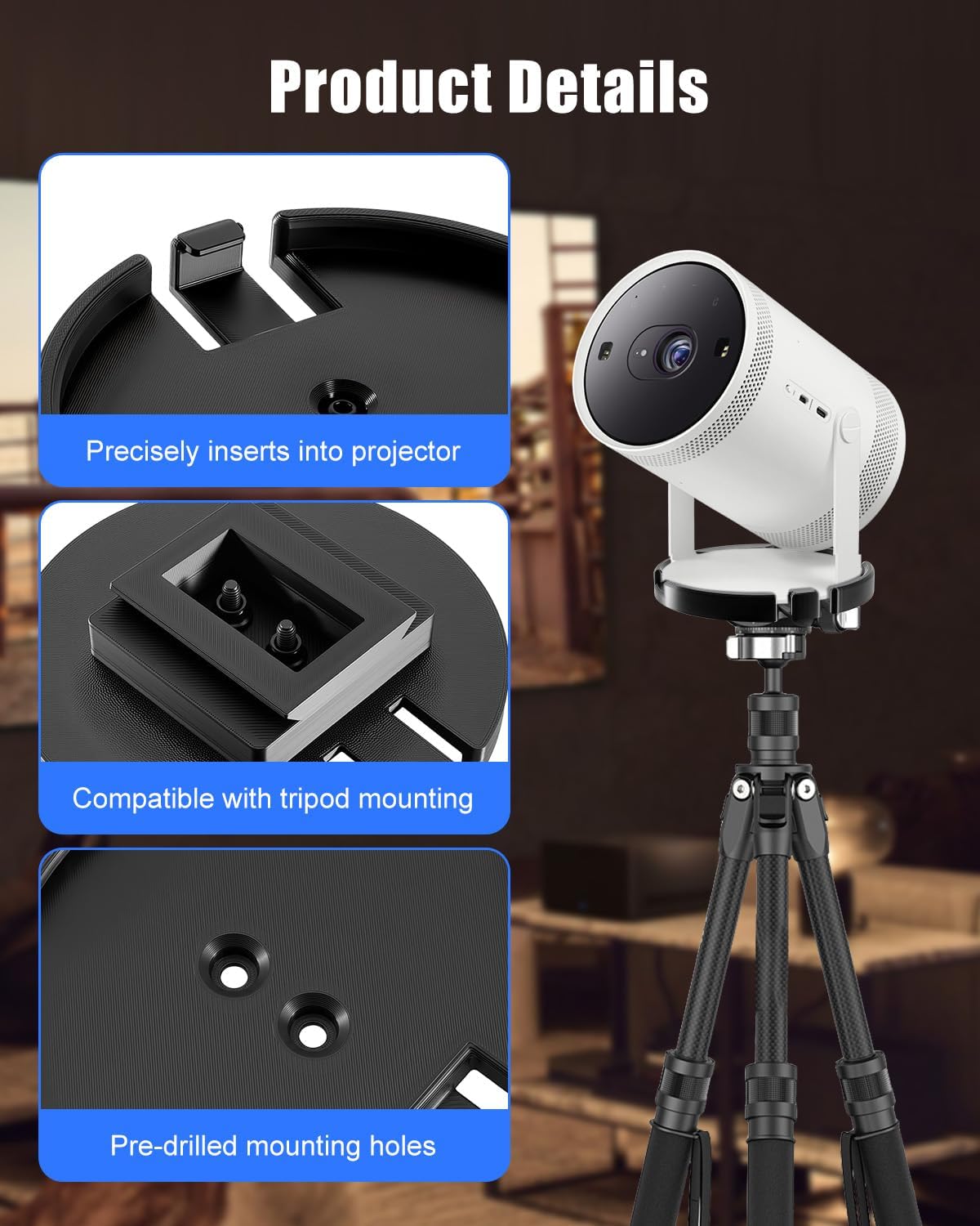 Supporto per treppiede per proiettore adatto per Samsung Freestyle Gen 1 e Gen 2, supporto regolabile antivibrazione, supporto stabile per home theater, film all'aperto, campeggio ed eventi
