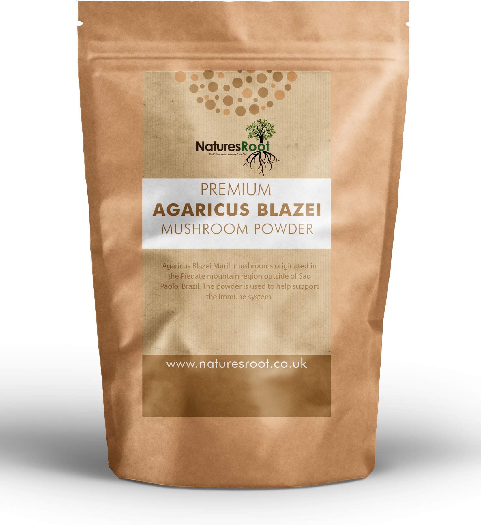 Nature’s Root Premium Agaricus Blazei Powder 100g - Mushroom Powder | Natural & Vegan | Nutritious Superfood | Immune System Booster