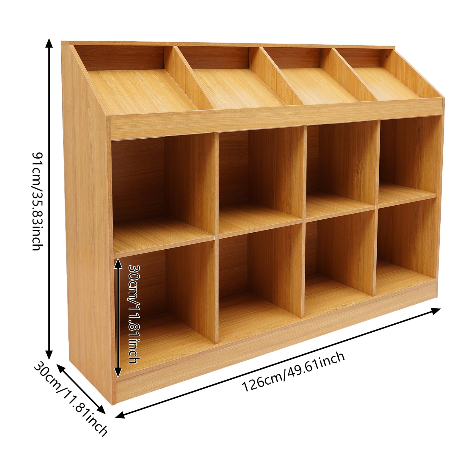 Libreria per cameretta dei bambini con contenitore per giocattoli | Scaffale stabile, per la cameretta dei bambini, la stanza dei giochi, l'asilo, 126 x 30 x 91 cm