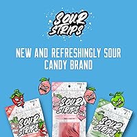Vista 7 de SOUR STRIPS Tiras de caramelo agrio con sabor a frambuesa, cinturones de caramelo deliciosamente agrios, caramelos veganos, 12 tiras por paquete