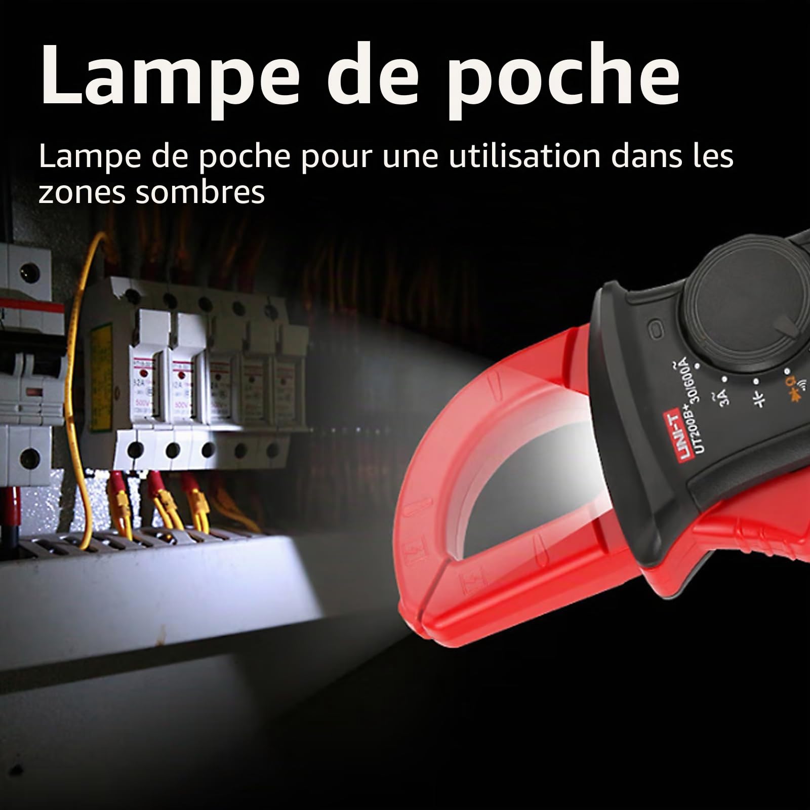 UNI-T UT200B+ Pince Ampèremétrique, True RMS Automatique Gamme Multimètre numérique Avec écran rétroéclairé, Mesure Tension AC/DC, Courant AC, Résistance, Continuité, Diode Amperemetre