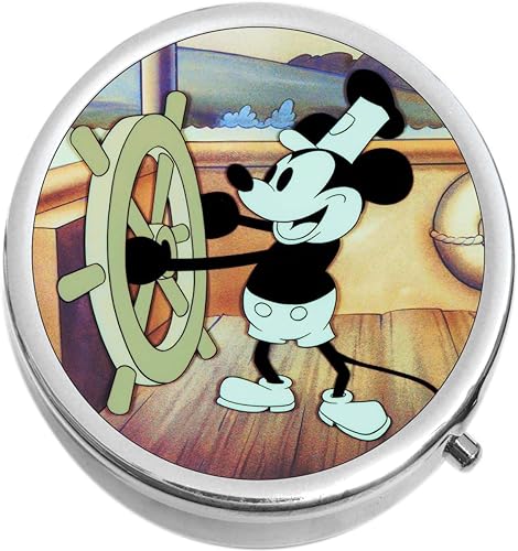 NewCharms Steamboat Willie Compact con espejos, espejo plegable de bolsillo y monedero perfecto para aplicar maquillaje en cualquier lugar