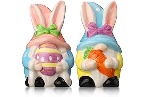 Set of 2 Easter Salt and Pepper Shakers Set Novelty Bunny Gnome...