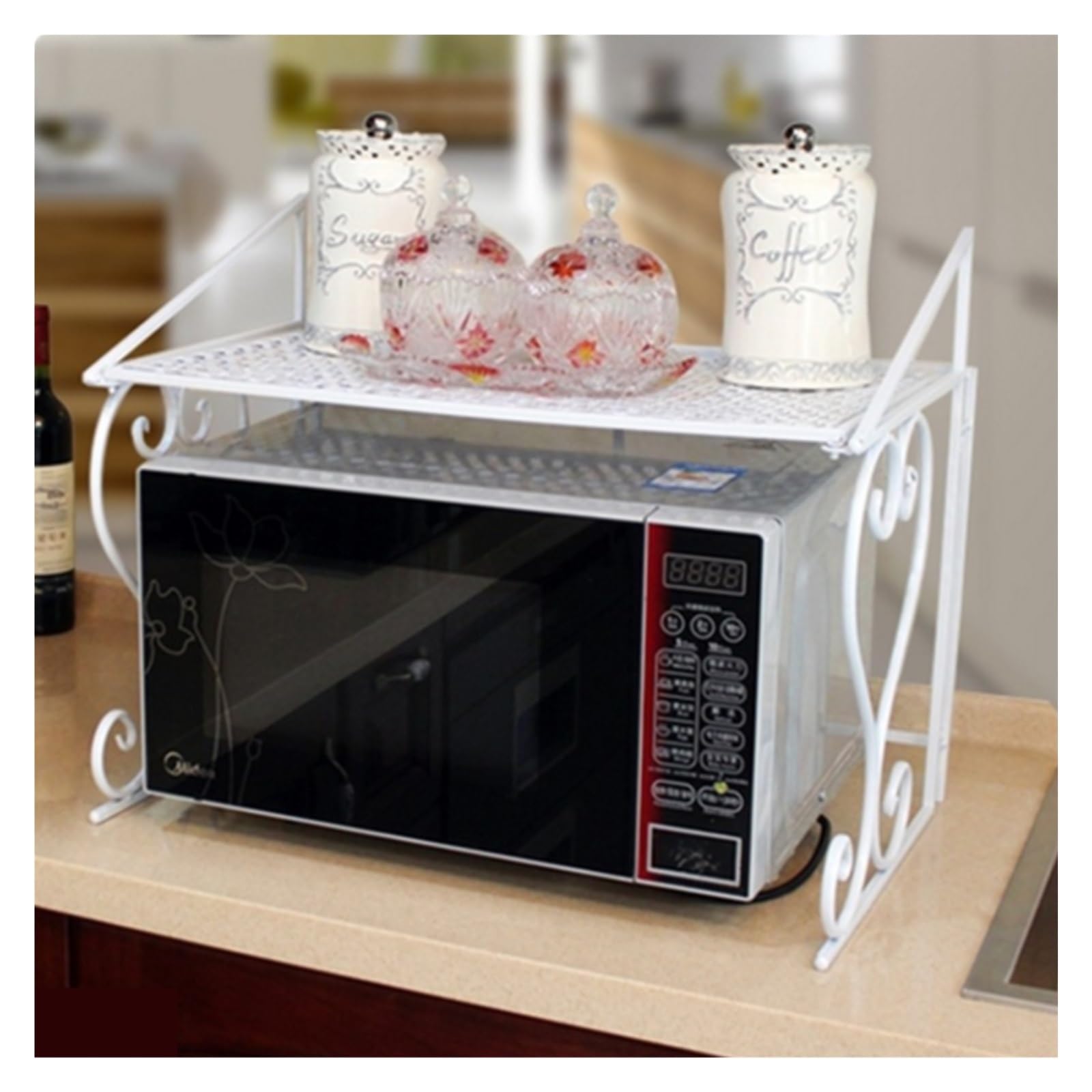 FYIYIEW spice rack, Microwave Stand Kitchen Countertop Storage Rack Multi-layer For Oven And(White)