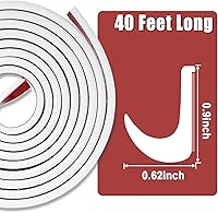 Dpwrrot 40FT J-Shape RV Rain Gutter Drip Rail with 4 Spouts, 1/2" PVC Roof Diverter, 3M Tape for RVs, Trucks, Cars - White