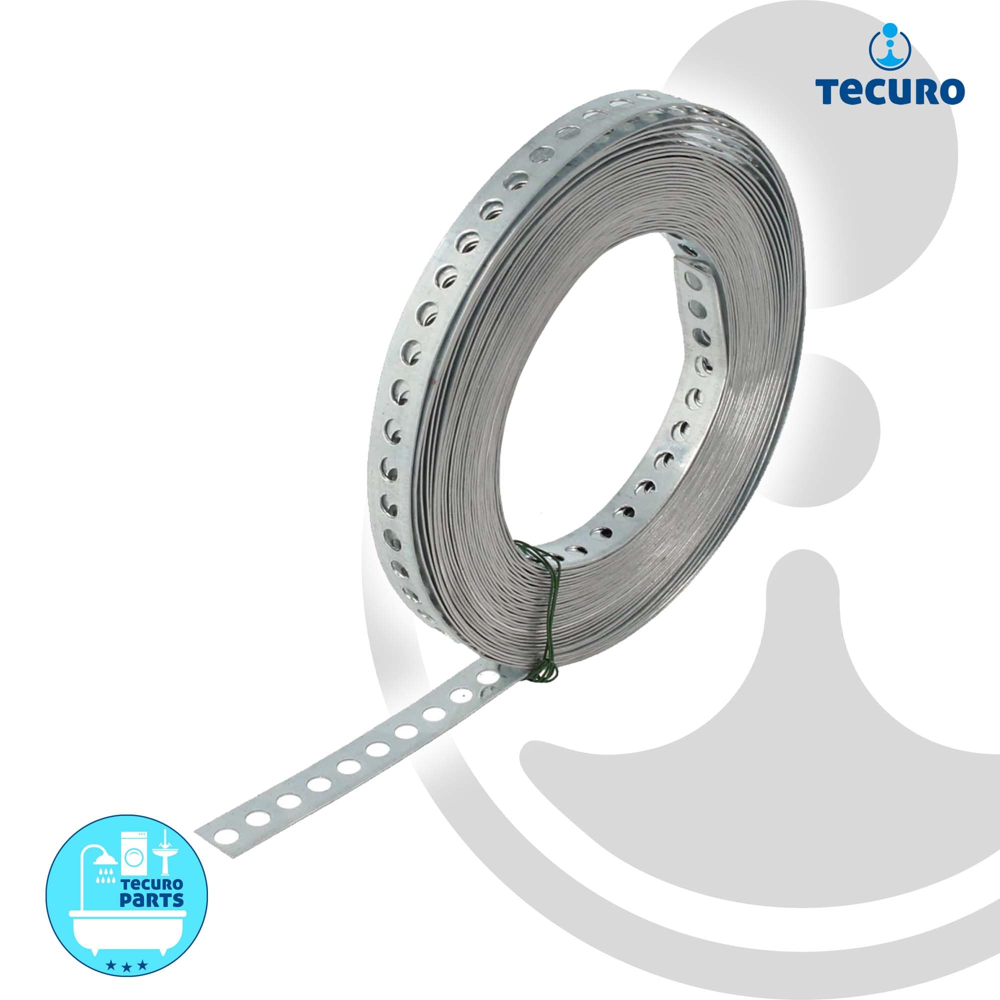 tecuro Taśma perforowana 12 mm x 10 m rolka, grubość materiału 0,6 mm, wymiar otworu Ø 5 mm - stal nierdzewna V2A - LBES12