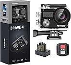 AKASO Brave 4 Action Camera 4K 30fps Ultra HD WiFi Sport Cameras with 170° FOV, Image Stabilization, 131FT Waterproof Underwater Camera with 2x1050mAh Batteries, Bicycle Accessories Kit