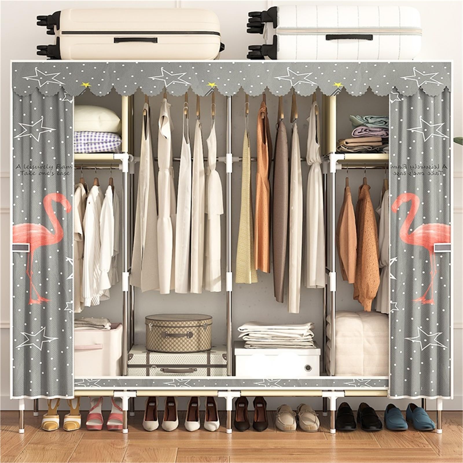 Kleiderschrank aus Segeltuch, Kleiderschrank aus Stoff, Aufbewahrungsschrank für das Schlafzimmer im Haushalt, verdickt und verdickt