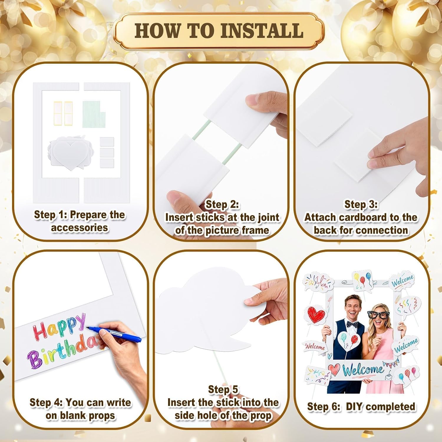 32 x 24 Inch Large Blank Photo Booth Frame (White, Photo Booth)