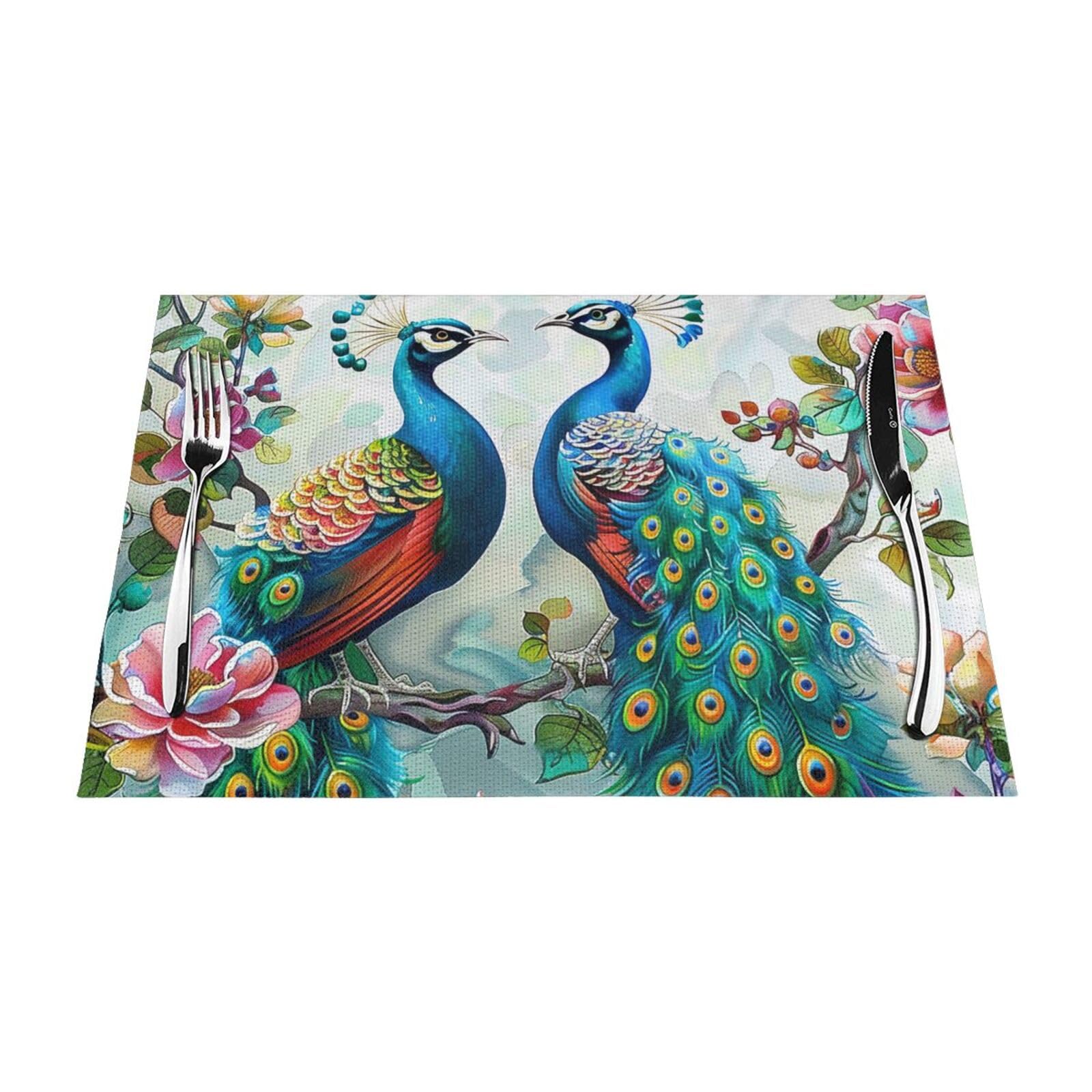Sets de table fleurs de paon pour sublimer vos dîners de fête en famille