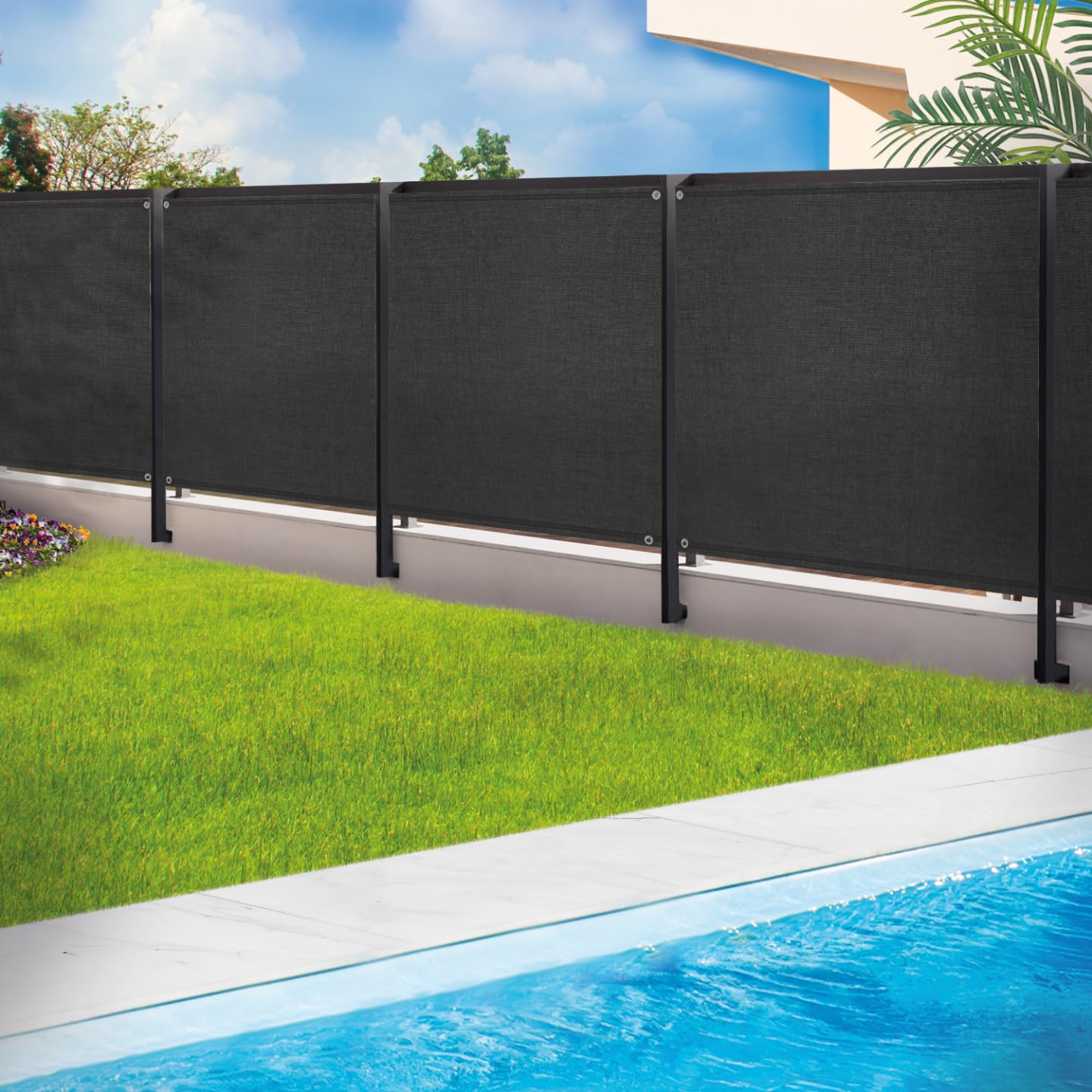 IDMarket - Brise Vue renforcé 1,8 x 10 M Noir 220 GR/m² Luxe Pro