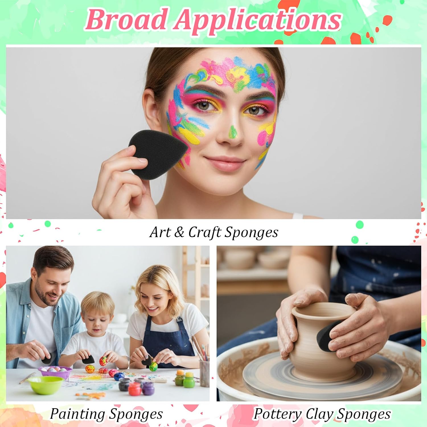 24PCS Face Paint Sponges, Professional Black Petal Faces Sponges High Density Painting Spong for Adults Art Work Body Painting Makeup