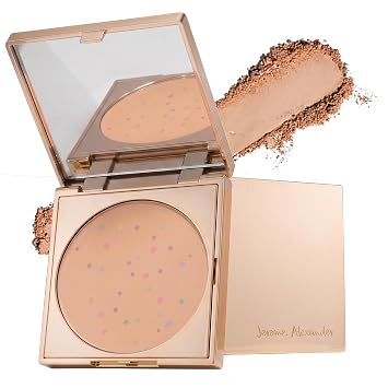 Magic Minerals Jumbo Pressed Powder Foundation by Jerome Alexander - 4-in-1 Color Correcting Concealer for Older Women - Compact Foundation for Mature Skin with Built In Mirror - Medium