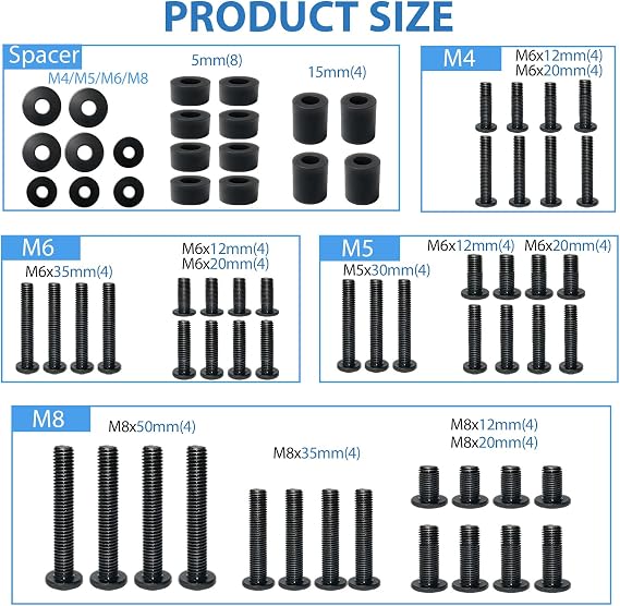 Universal TV Mounting Hardware Kit TV Bracket Screws Up to 80 Inch