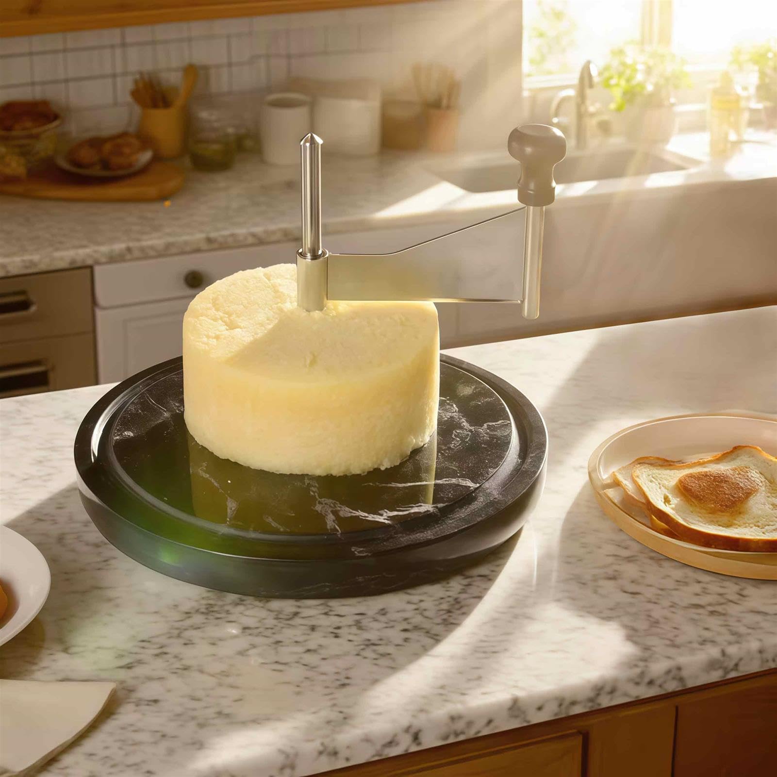 Bigodino per formaggio con base in marmo, rasoio in acciaio inox, trituratore portatile per cioccolato, facile da installare e pulire, ideale per bar e negozi di dessert
