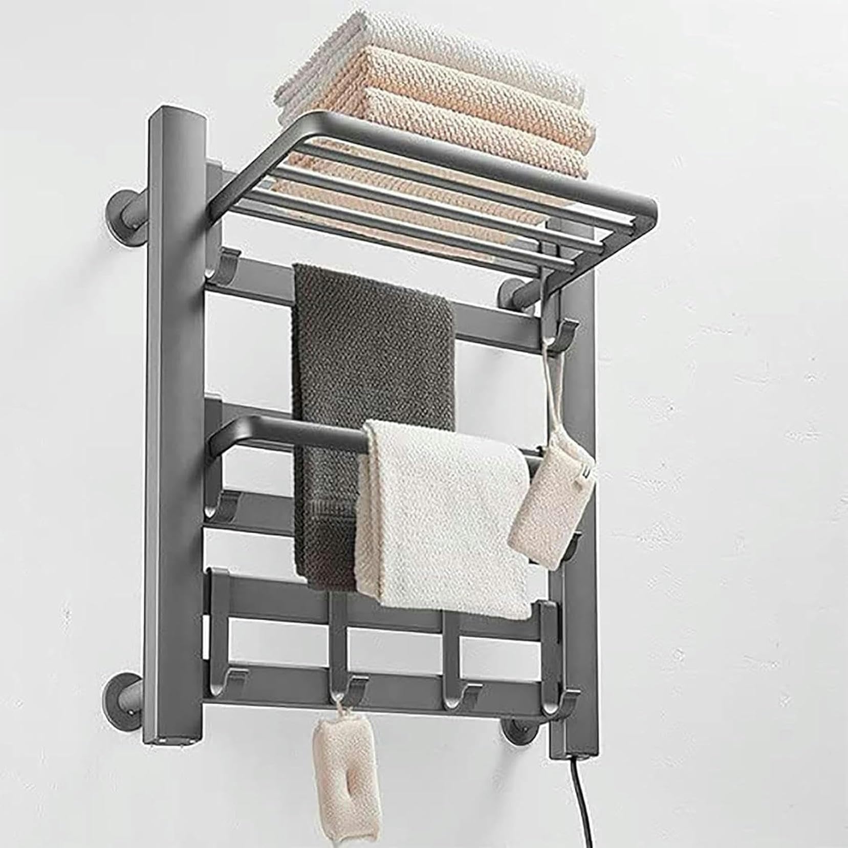 Chauffe-serviettes mural connecté 130W gris anthracite 6 barres