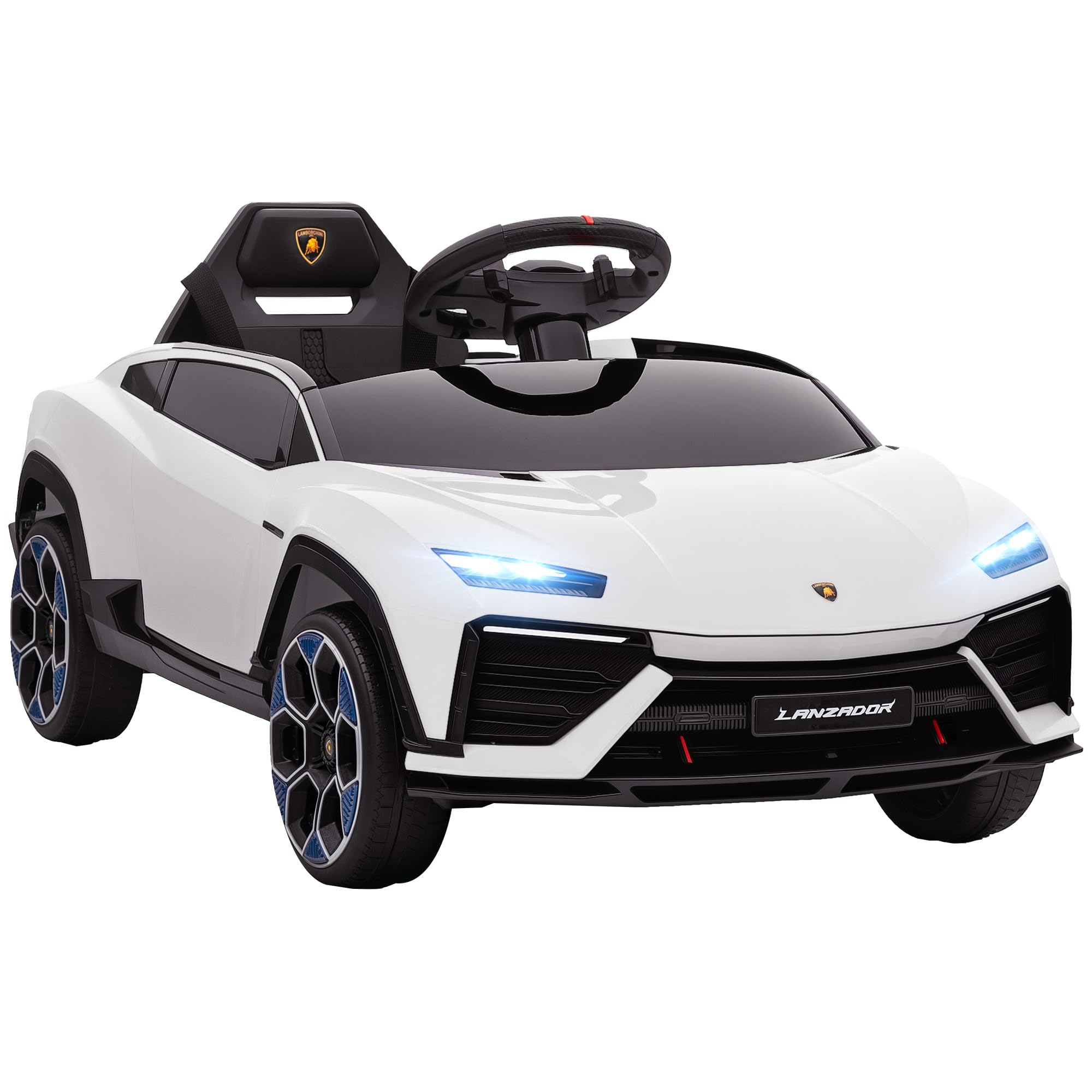 AIYAPLAY Voiture Électrique Enfant Lamborghini 12V Vitesse 4 km/h Blanc | Télécommande 2,4G, 2 Moteurs, Véhicule Électrique avec Phares LED, MP3, Klaxon